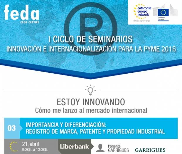 Fotografía de El Ciclo de Seminarios de Internacionalización e Innovación de FEDA llega al registro de marca, patente y propiedad industrial, ofrecida por FEDA