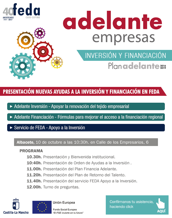 Jornada de Presentación Ayudas Programa ADELANTE INVERSIÓN en FEDA. Valida tu Proyecto! Presentación Ayudas Programa ADELANTE INVERSIÓN en FEDA. Valida tu Proyecto!