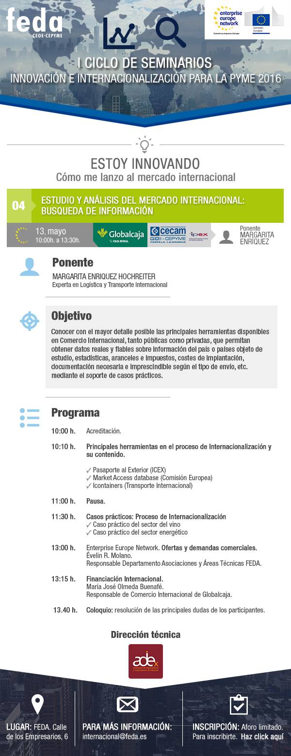 I Ciclo Seminarios Innovación e Internacional, ESTUDIO Y ANÁLISIS DEL MERCADO INTERNACIONAL: Búsqueda de la información