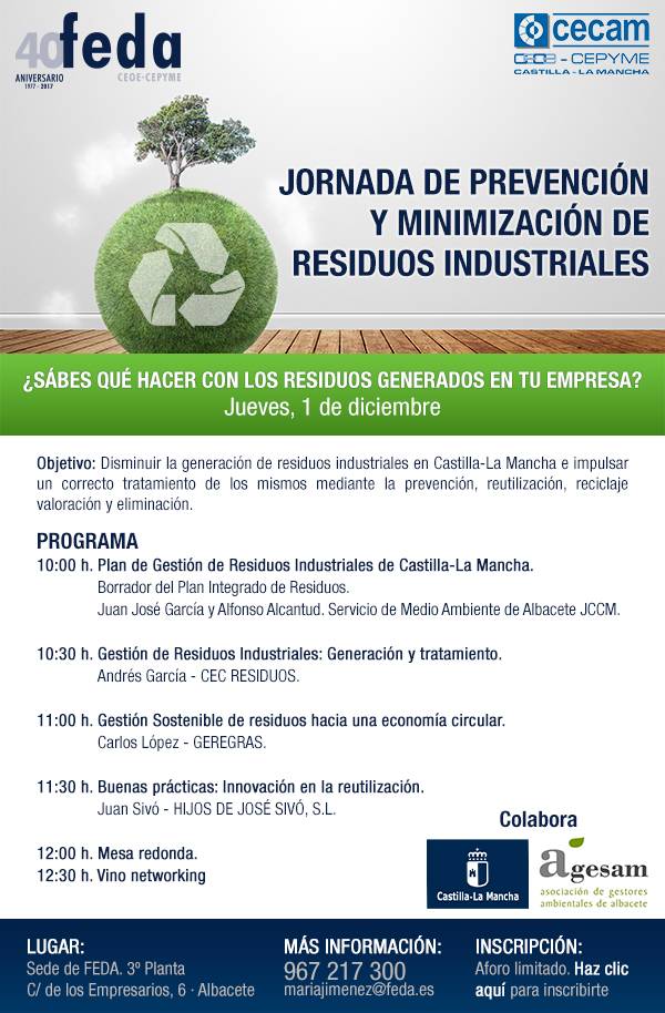 Jornada de prevención y minimización de residuos industriales.