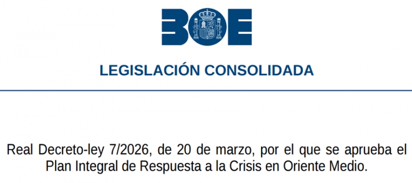 Medidas del Plan Integral de Respuesta a la Crisis en Oriente Medio