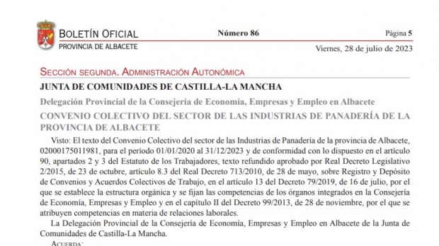 Fotografía de Convenio colectivo Industrias de Panadería de la provincia de Albacete, 01/01/2020 al 31/12/2023, ofrecida por FEDA