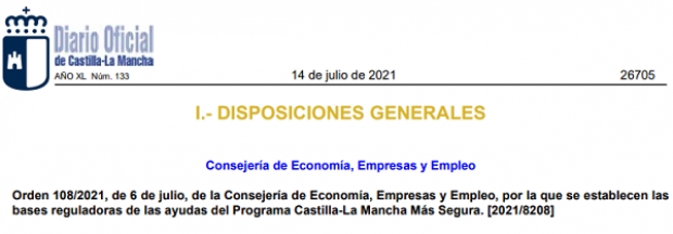Fotografía de Modificación bases reguladoras Ayudas programa Castilla-La Mancha Más Segura - Orden 52/2022, ofrecida por FEDA