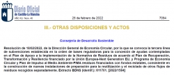 Fotografía de Resolución 18/02/2022, de la D. Gral. de Economía Circular, se convoca la 3ª línea de subvenciones para ayudas contempladas en el Plan de Apoyo a la Implementación a la Normativa de Residuos, ofrecida por FEDA