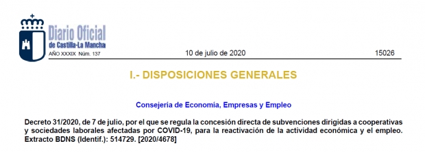 Fotografía de Concesión directa de subvenciones dirigidas a cooperativas y sociedades laborales afectadas por el COVID-19, para la reactivación de la actividad económica y el empleo., ofrecida por FEDA