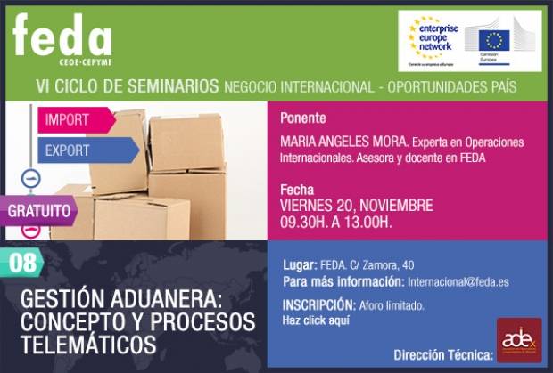 Fotografía de La gestión aduanera, mañana en FEDA en el VI Ciclo de Seminarios sobre Negocio Internacional, ofrecida por FEDA