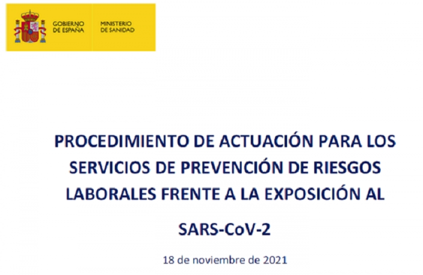 PROCEDIMIENTO DE ACTUACIÓN PARA LOS SERVICIOS DE PREVENCIÓN FRENTE A LA EXPOSICIÓN AL SARS-CoV-2