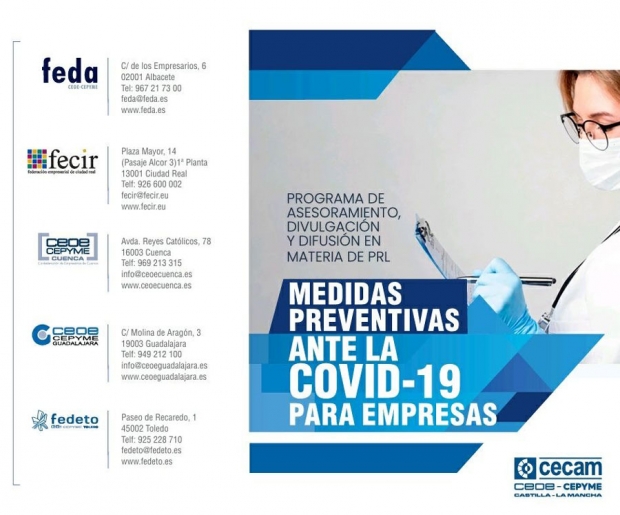 Fotografía de CECAM facilita a las empresas un tríptico informativo de medidas preventivas frente a la Covid-19, ofrecida por FEDA