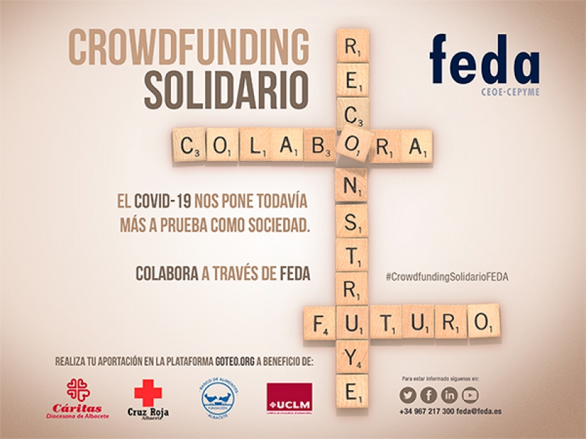 FEDA lanza un crowdfunding solidario en beneficio de Cruz Roja, Cáritas, Banco de Alimentos y la investigación de la UCLM