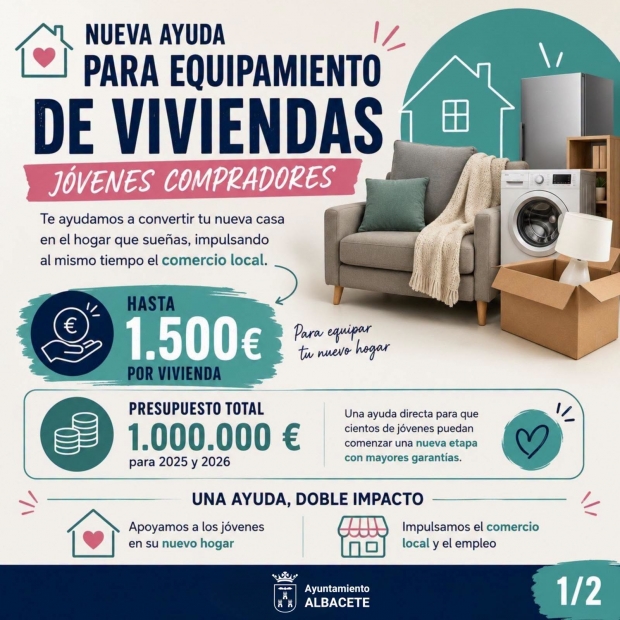 Fotografía de Ayudas de 1.500 € para jóvenes que hayan comprado vivienda en Albacete en 2025 o 2026, ofrecida por FEDA