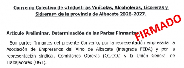 Fotografía de Firmado el convenio colectivo de Industrias Vinícolas para los años 2026 y 2027, ofrecida por FEDA